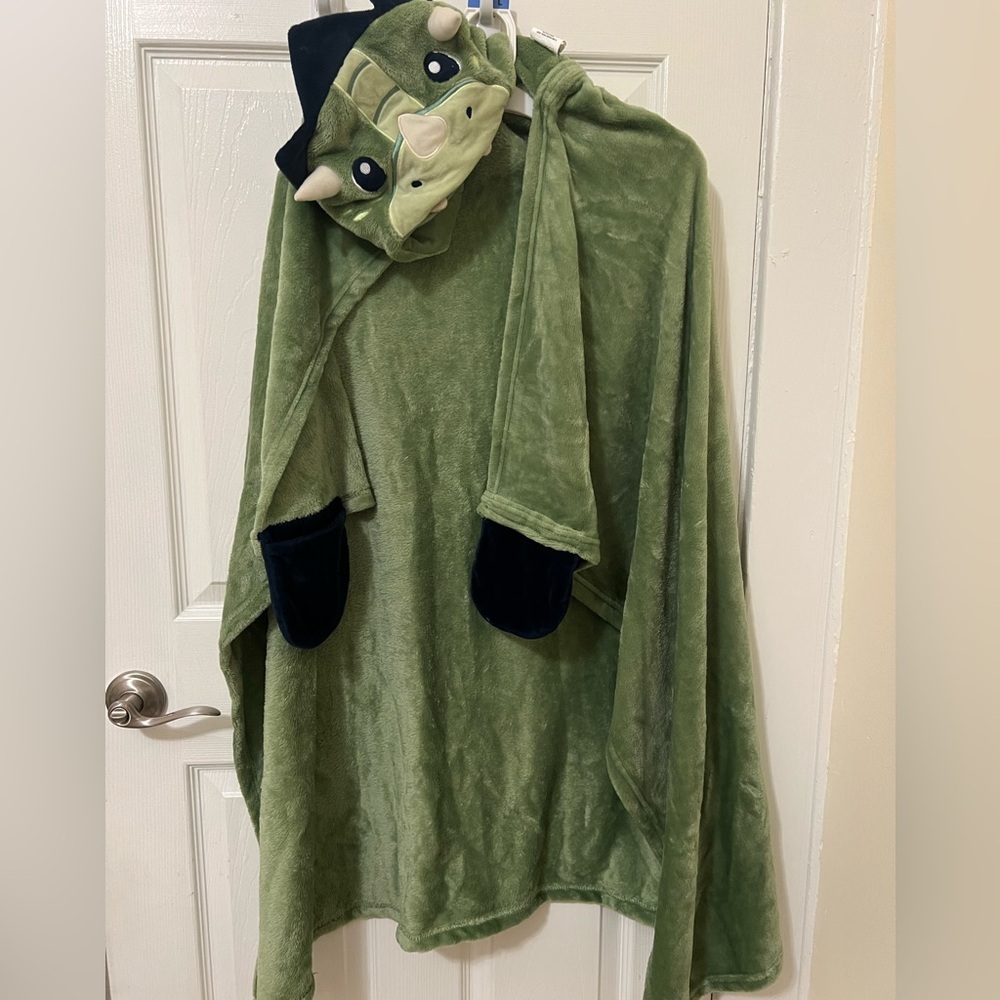 Green Dinosaur Hooded Blanket
